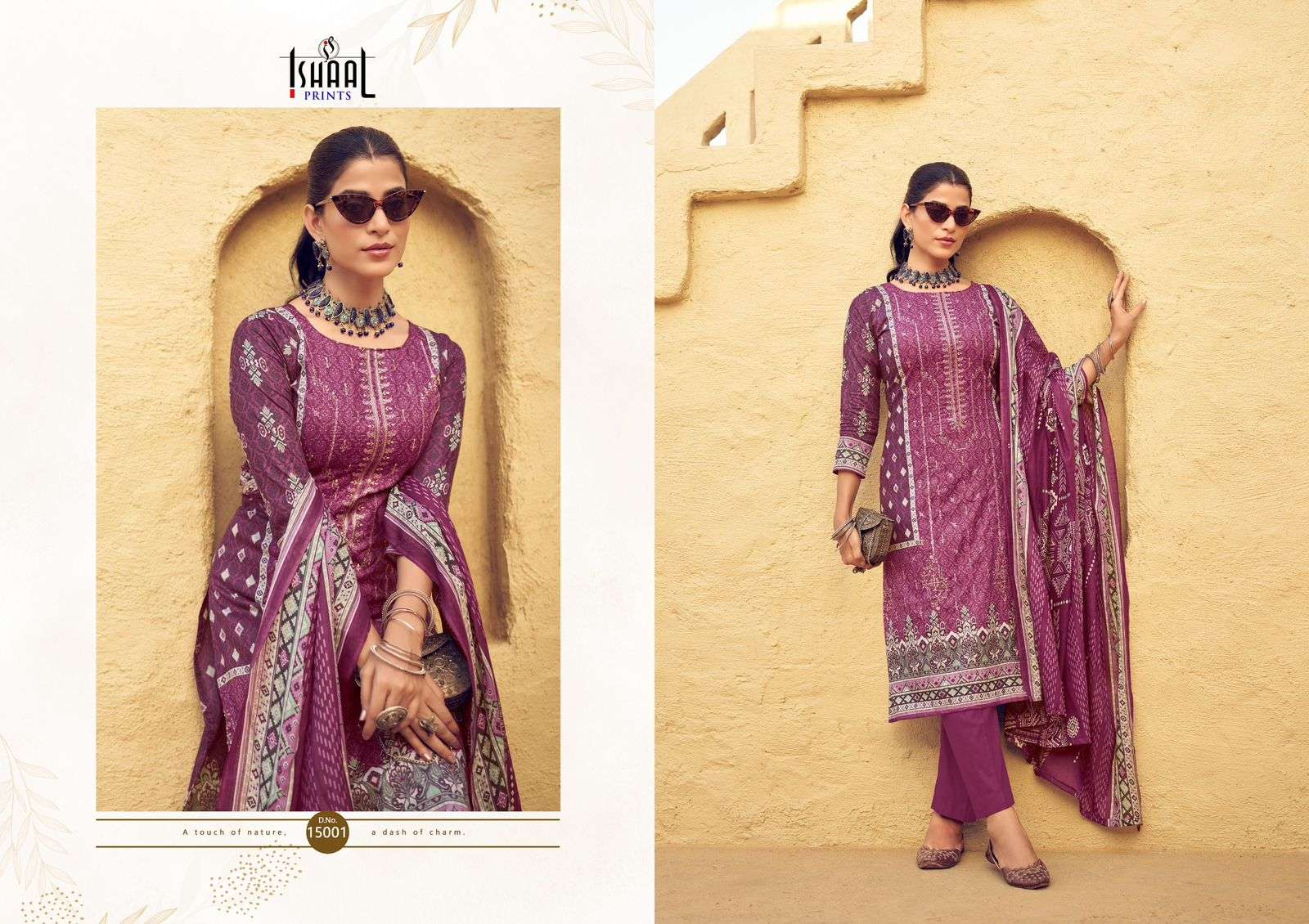 ISHAAL EMBROIDERED VOL-15 PURE LAWN EMBROIDERED DRESS MATERIAL AT WHOLESALE PRICE