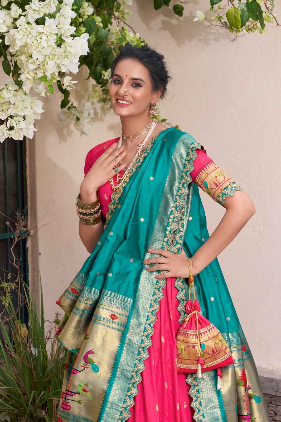 JACQUARD SILK ZARI WEAVING WORK WITH SEQUINS LEHENGA CHOLI AT WHOLESALE PRICE