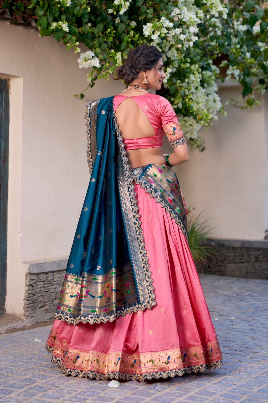 JACQUARD SILK ZARI WEAVING WORK WITH SEQUINS LEHENGA CHOLI AT WHOLESALE PRICE
