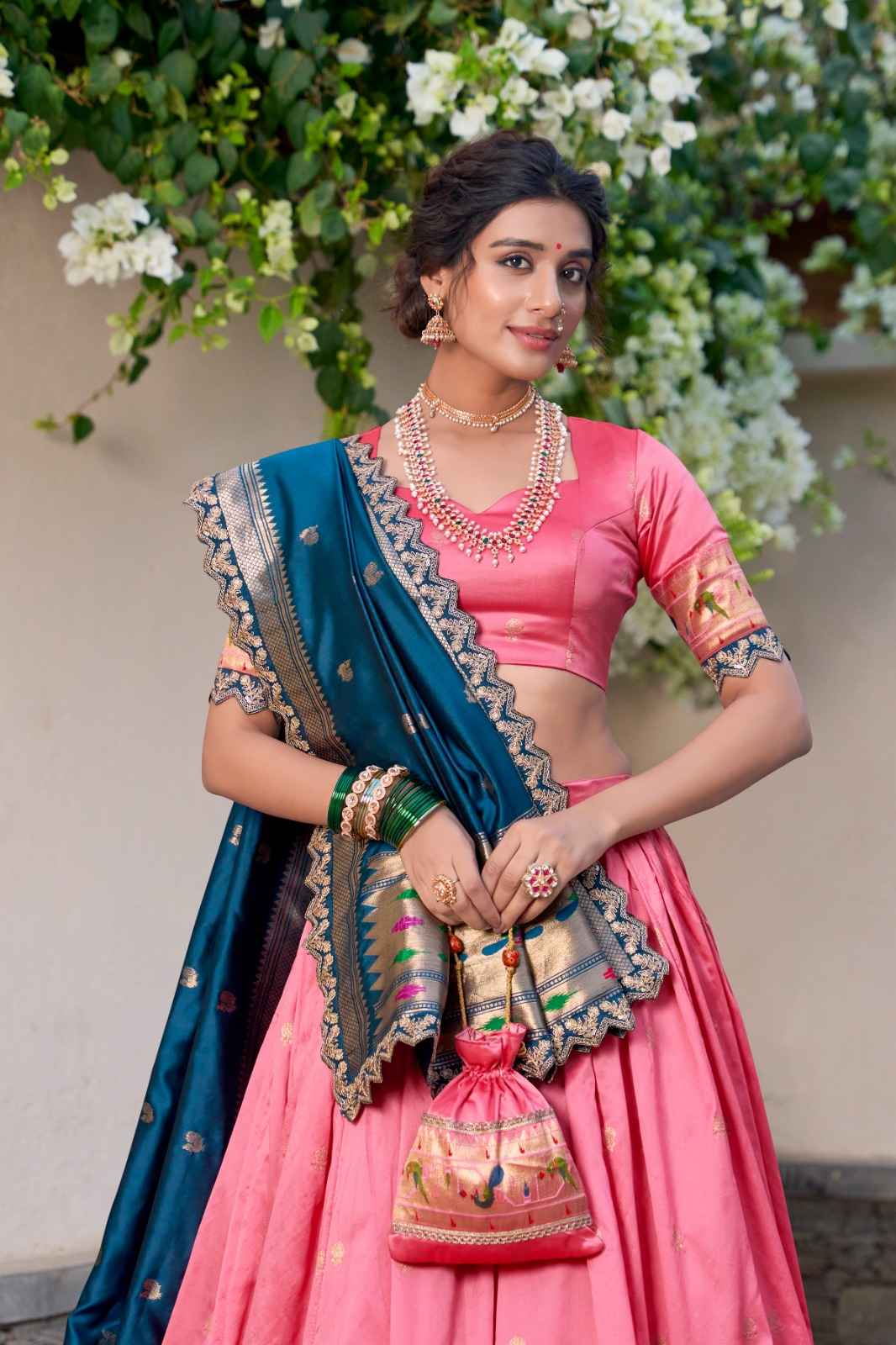 JACQUARD SILK ZARI WEAVING WORK WITH SEQUINS LEHENGA CHOLI AT WHOLESALE PRICE