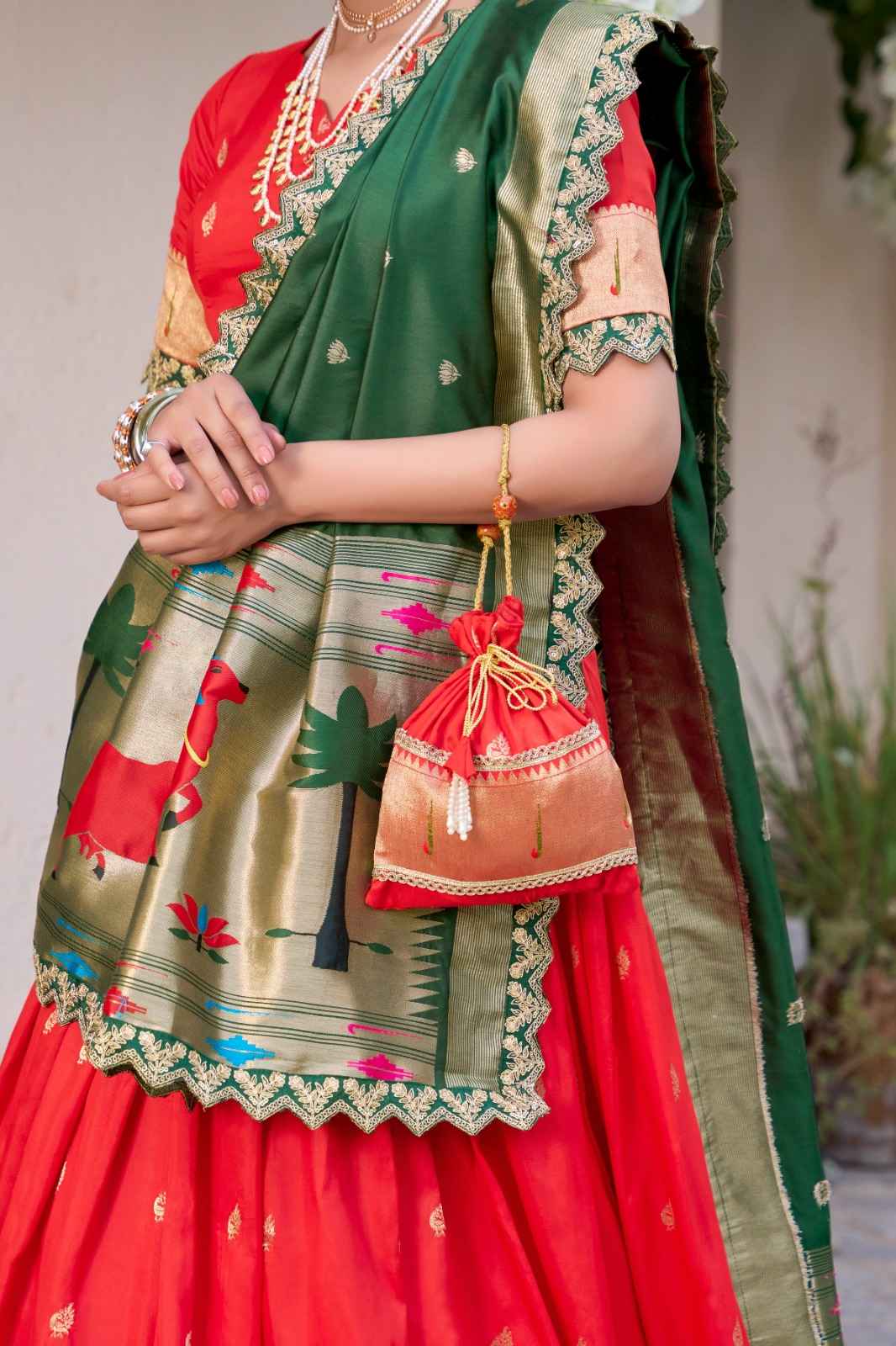 JACQUARD SILK ZARI WEAVING WORK WITH SEQUINS LEHENGA CHOLI AT WHOLESALE PRICE