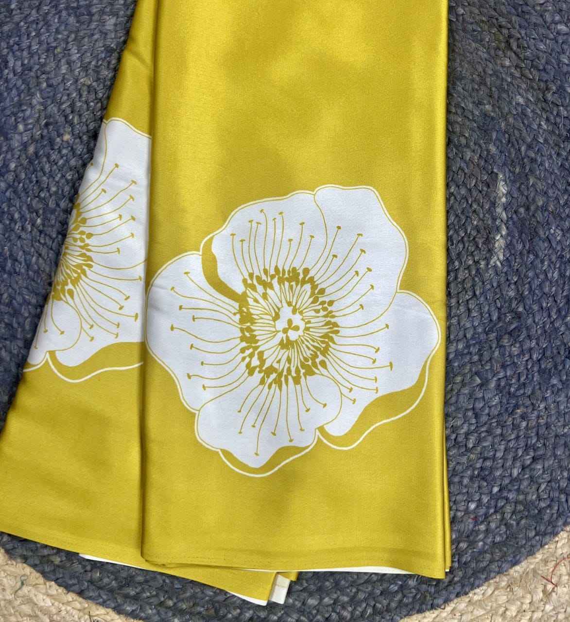 JAPAN SATIN  DIGITAL PRINTED YELLOW COLOR SAREE AT WHOLESALE PRICE