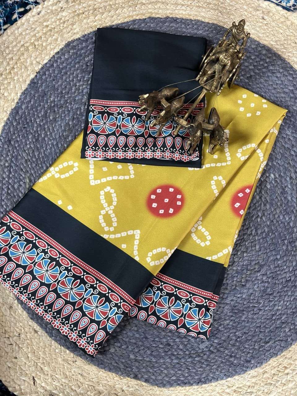 JAPAN SATIN  DIGITAL PRINTED YELLOW COLOR SAREE AT WHOLESALE PRICE