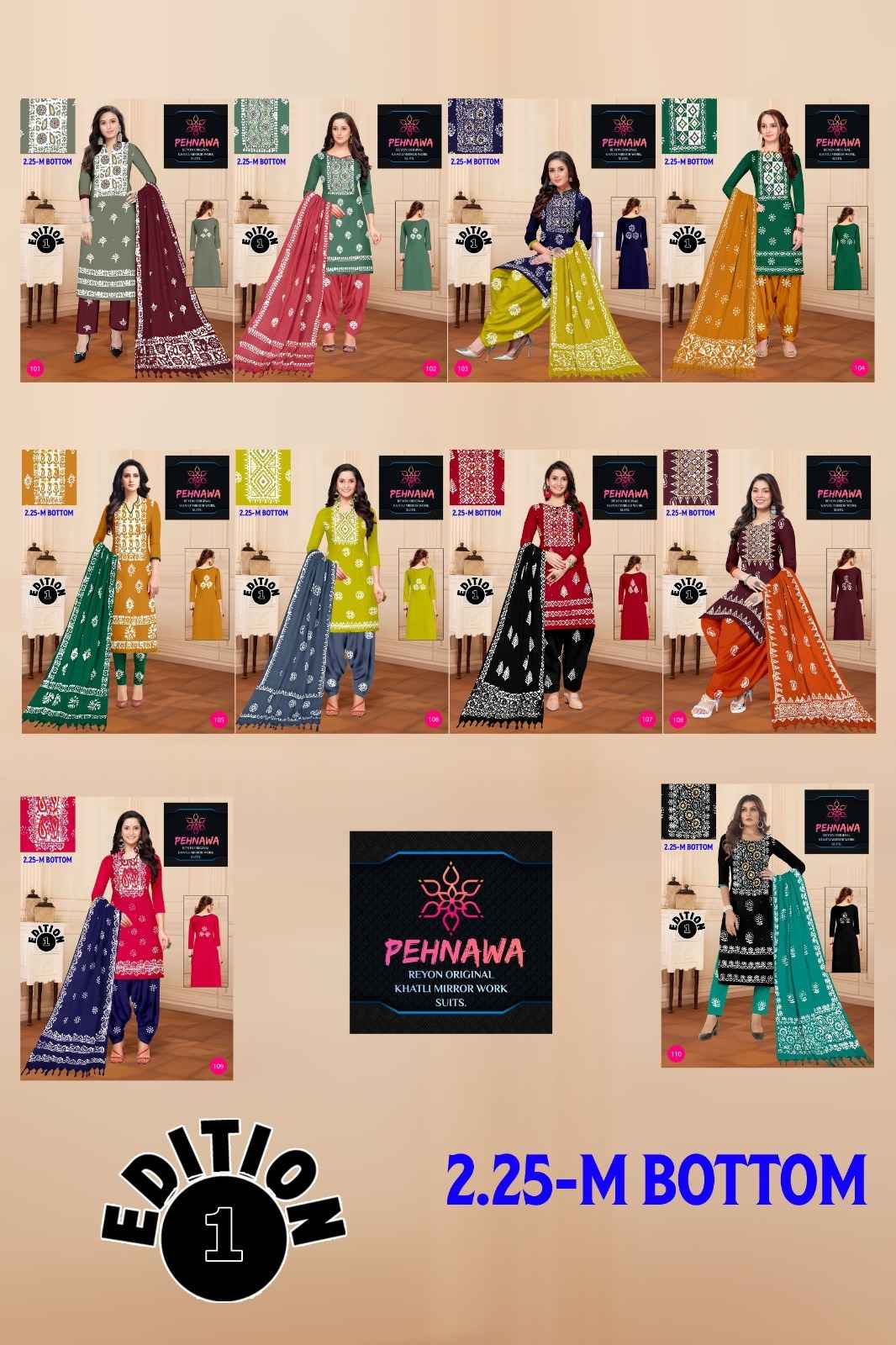 JJ PEHNAWA VOL-01 HEAVY RAYON WAX BATIK PRINTED DRESS MATERIAL