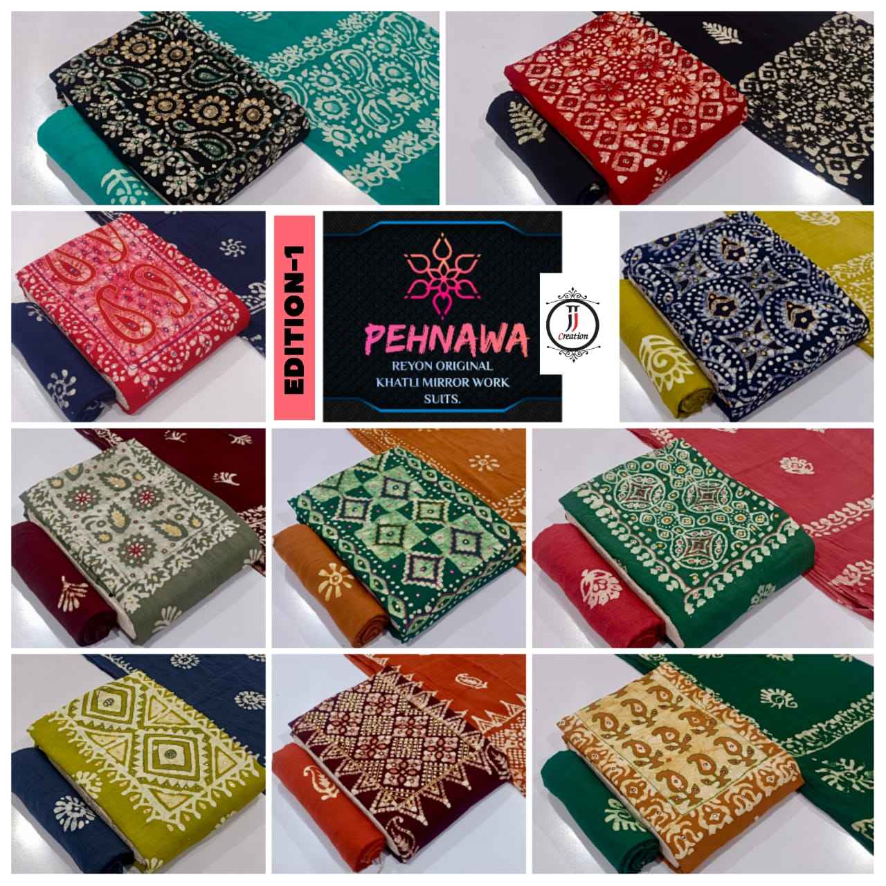 JJ PEHNAWA VOL-01 HEAVY RAYON WAX BATIK PRINTED DRESS MATERIAL