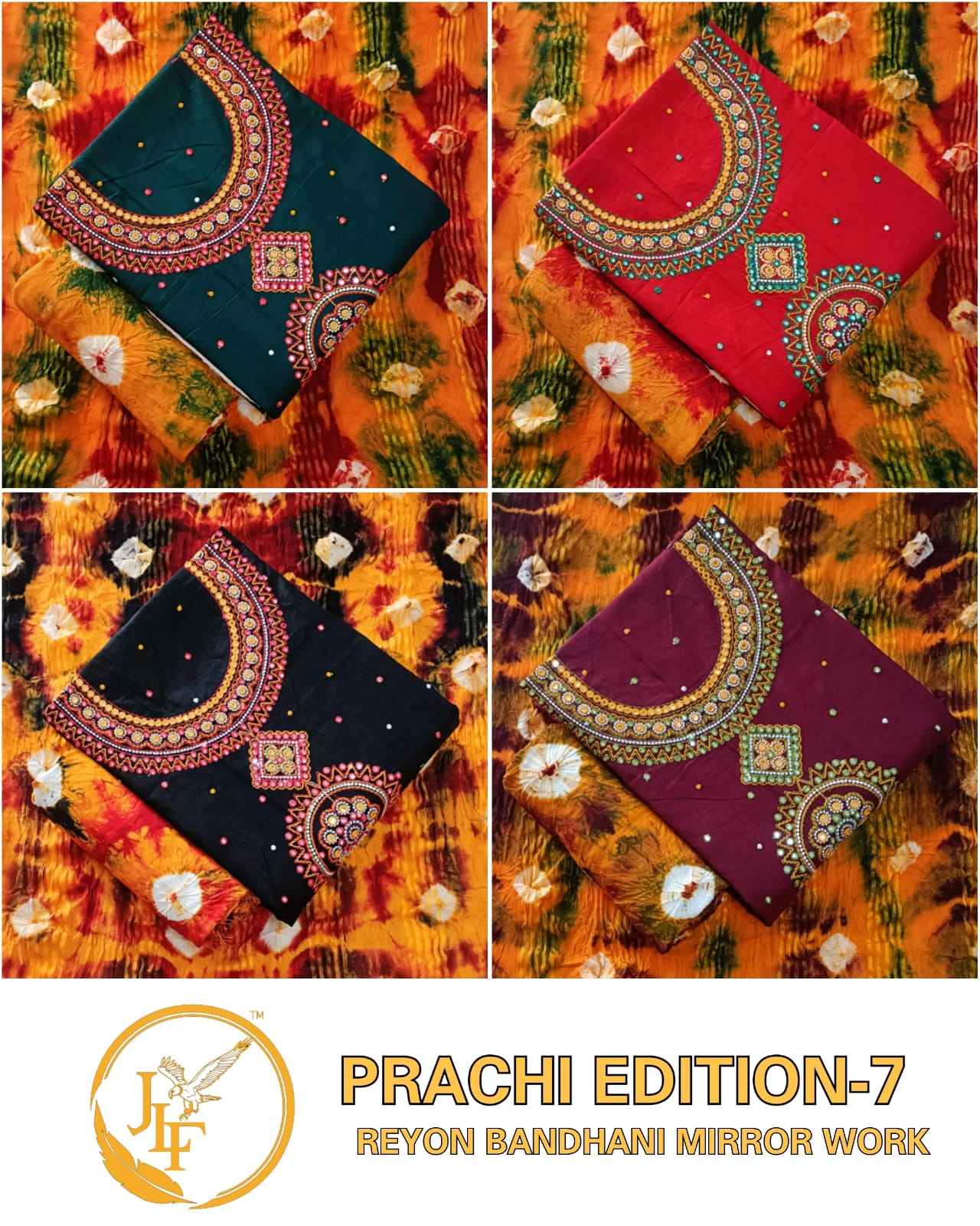 JLF PRACHI EDITION-7 HEAVY REYON MATERIAL EMBROIDERY DRESS MATERIAL AT WHOLESALE PRICE