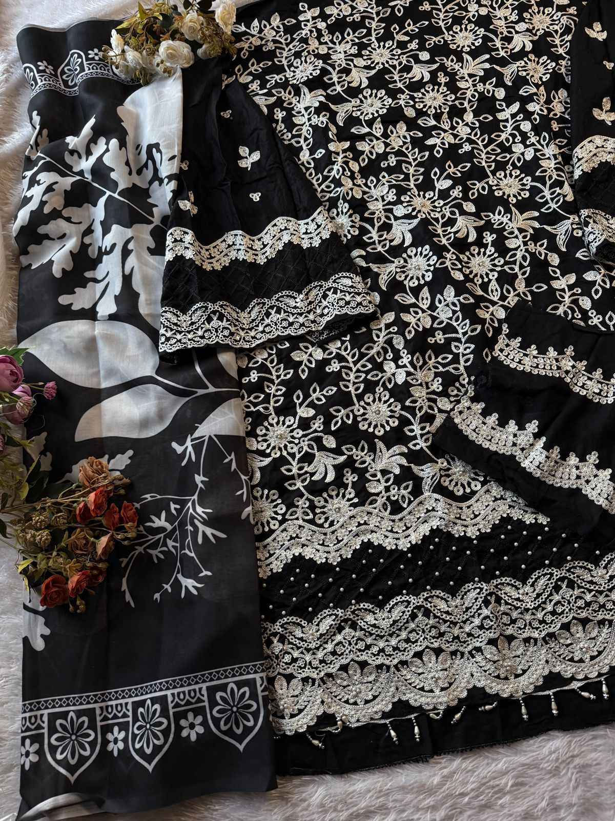 JOHRA TEX D NO 175 RAYYON COTTON WITH EMBROIDERED DRESS MATERIAL AT WHOLESALE PRICE