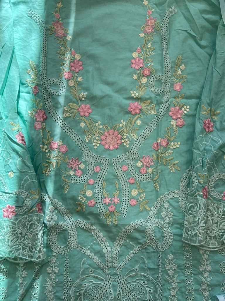 JOHRA TEX JT-172 CAMBRIC COTTON WITH HEAVY EMBROIDERY WORK DRESS MATERIAL AT WHOLESALE PRICE