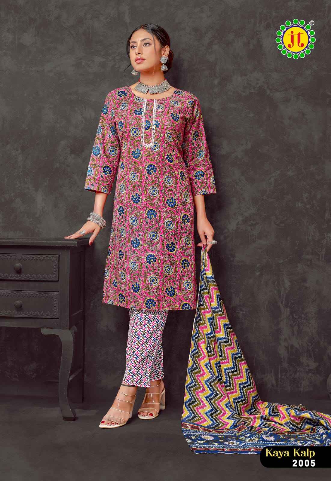 JT KAYA KALP VOL-2 PURE COTTON PRINTED KURTI PANT WITH DUPATTA AT WHOLESALE PRICE