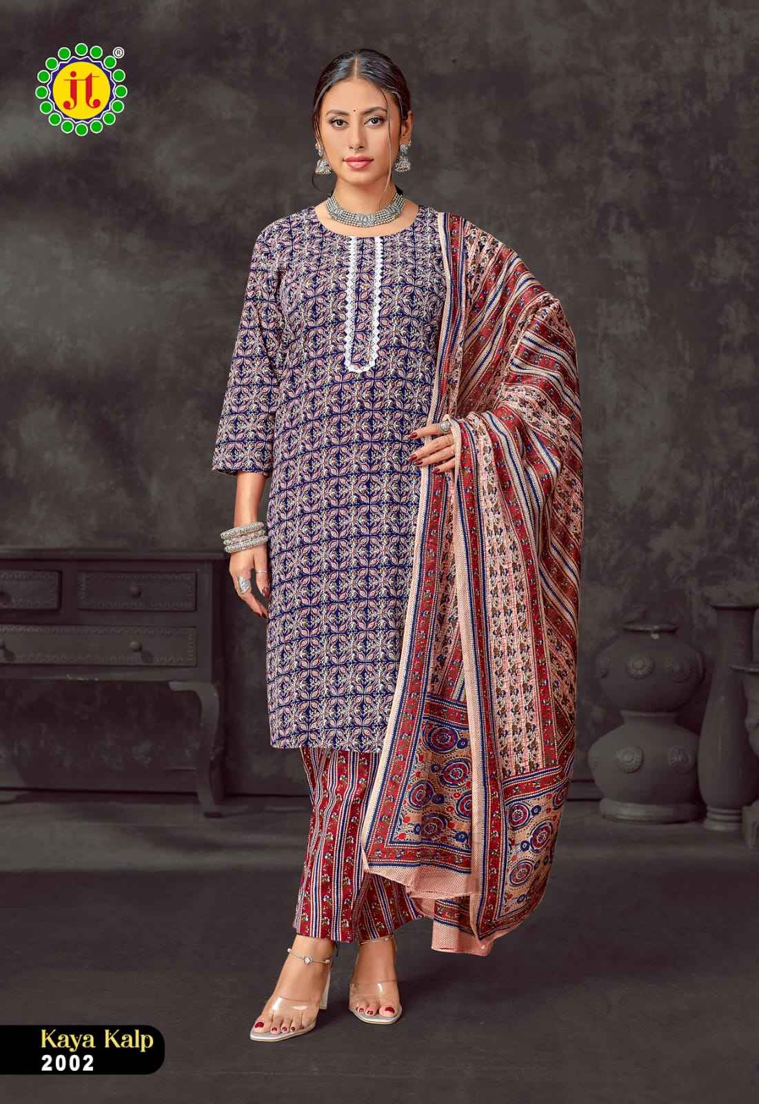 JT KAYA KALP VOL-2 PURE COTTON PRINTED KURTI PANT WITH DUPATTA AT WHOLESALE PRICE