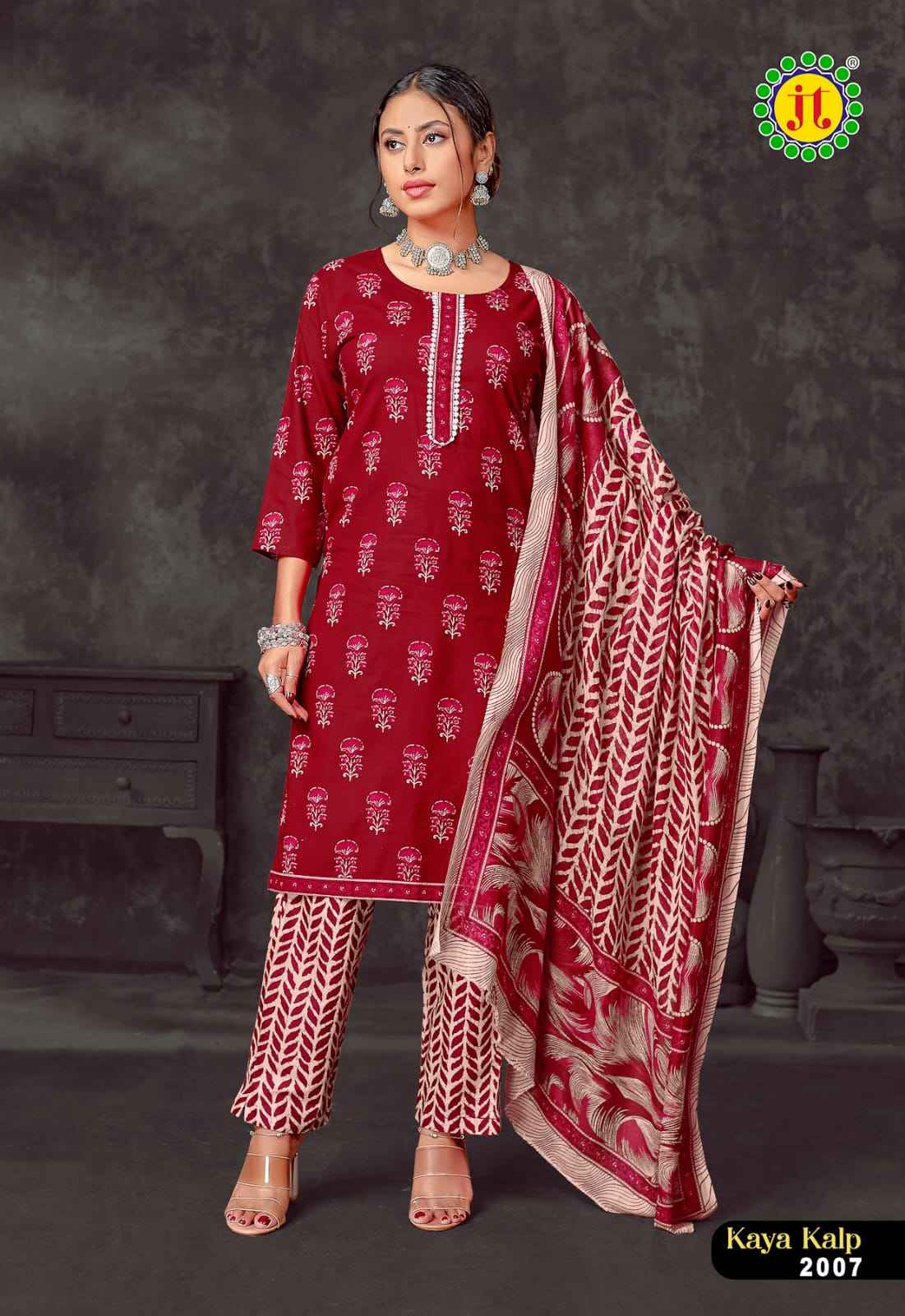 JT KAYA KALP VOL-2 PURE COTTON PRINTED KURTI PANT WITH DUPATTA AT WHOLESALE PRICE