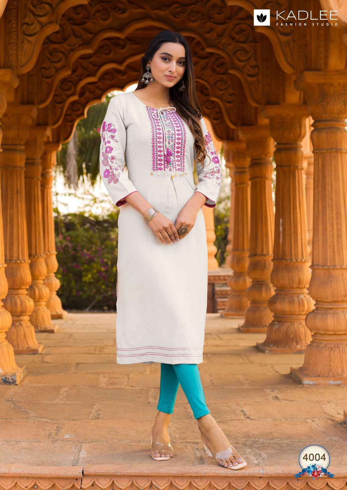 KADLEE LADLEE HEAVY RAYON THRED & HAND WORK READYMADE KURTI AT WHOLESALE PRICE