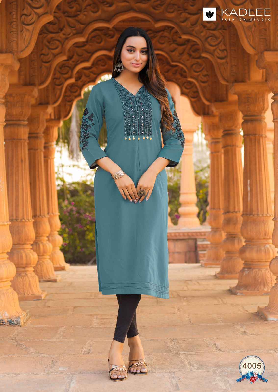 KADLEE LADLEE HEAVY RAYON THRED & HAND WORK READYMADE KURTI AT WHOLESALE PRICE
