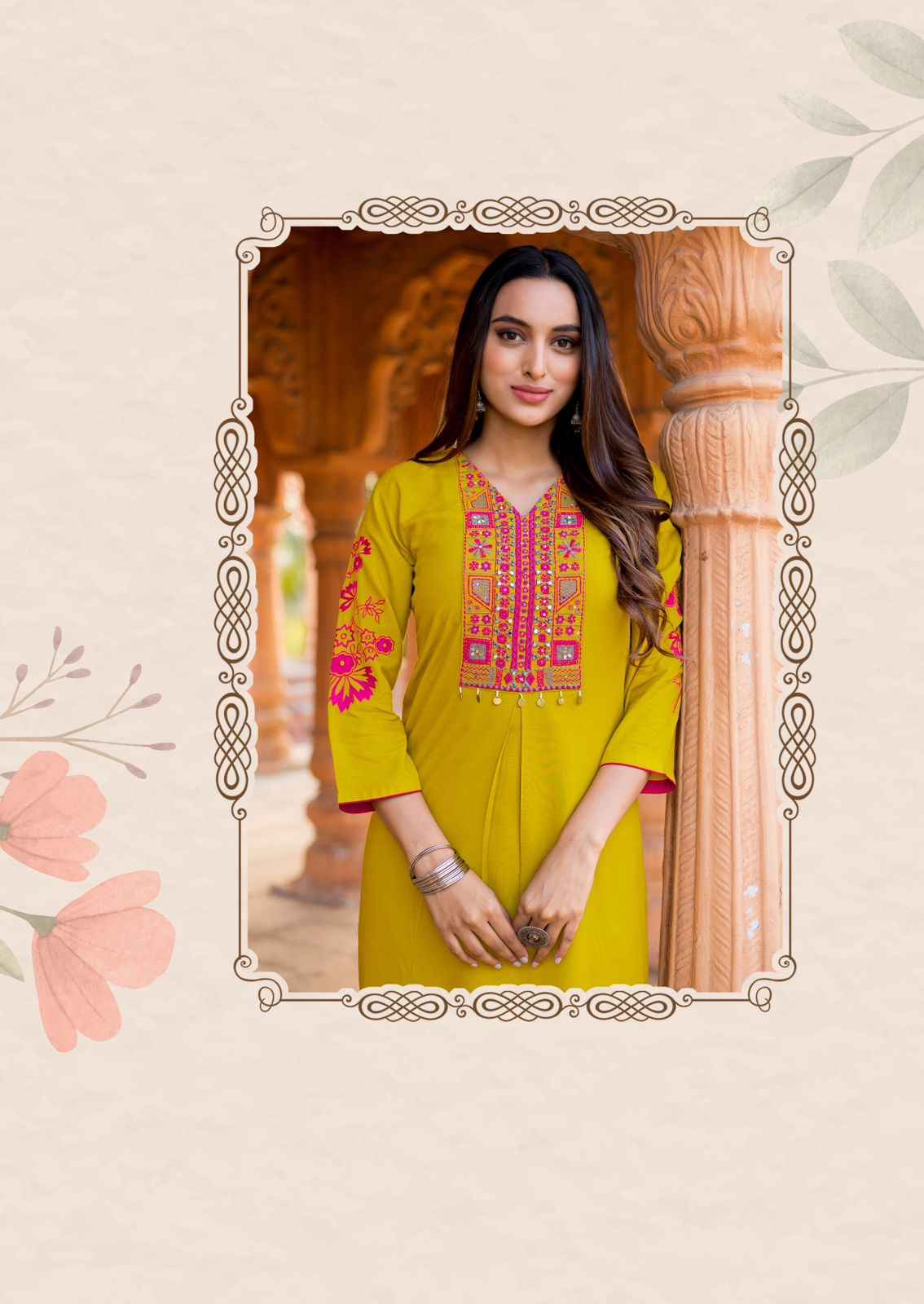 KADLEE LADLEE HEAVY RAYON THRED & HAND WORK READYMADE KURTI AT WHOLESALE PRICE