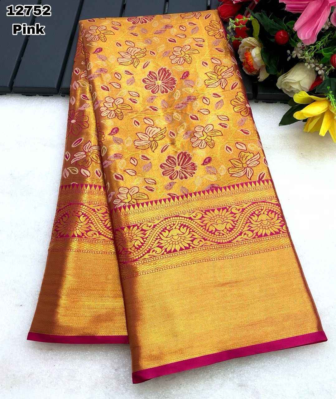 KANJIVIRAM PATTU SILK PURE GOLD ZARI WEAVING SAREE AT WHOLESALE PRICE