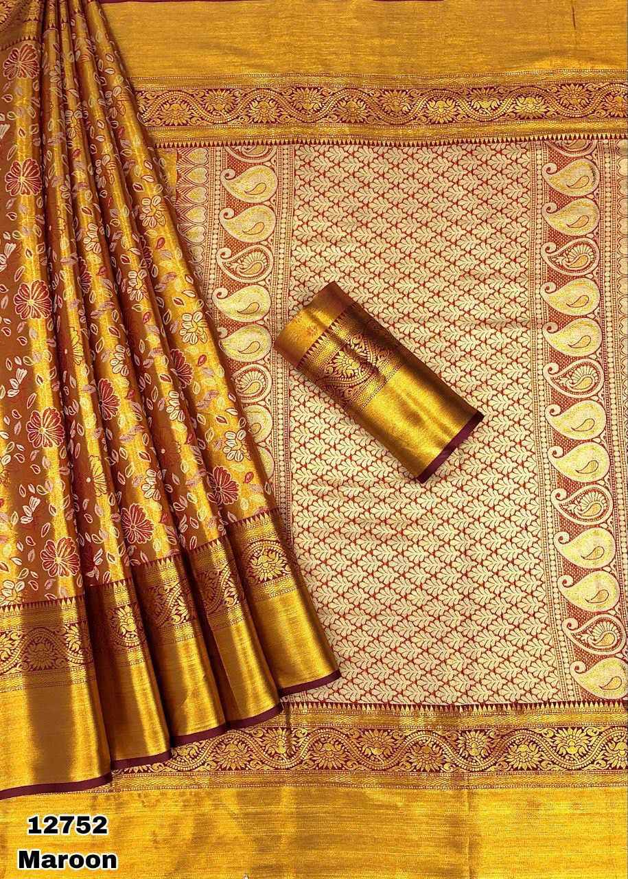 KANJIVIRAM PATTU SILK PURE GOLD ZARI WEAVING SAREE AT WHOLESALE PRICE