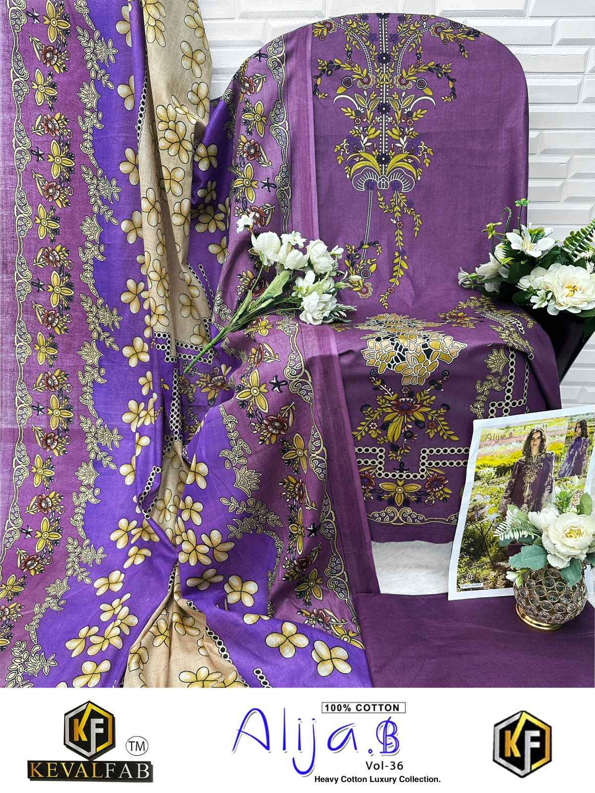 KEVAL ALIJA B VOL 36 HEAVY COTTON PRINTED DRESS MATERIAL AT WHOLESALE PRICE