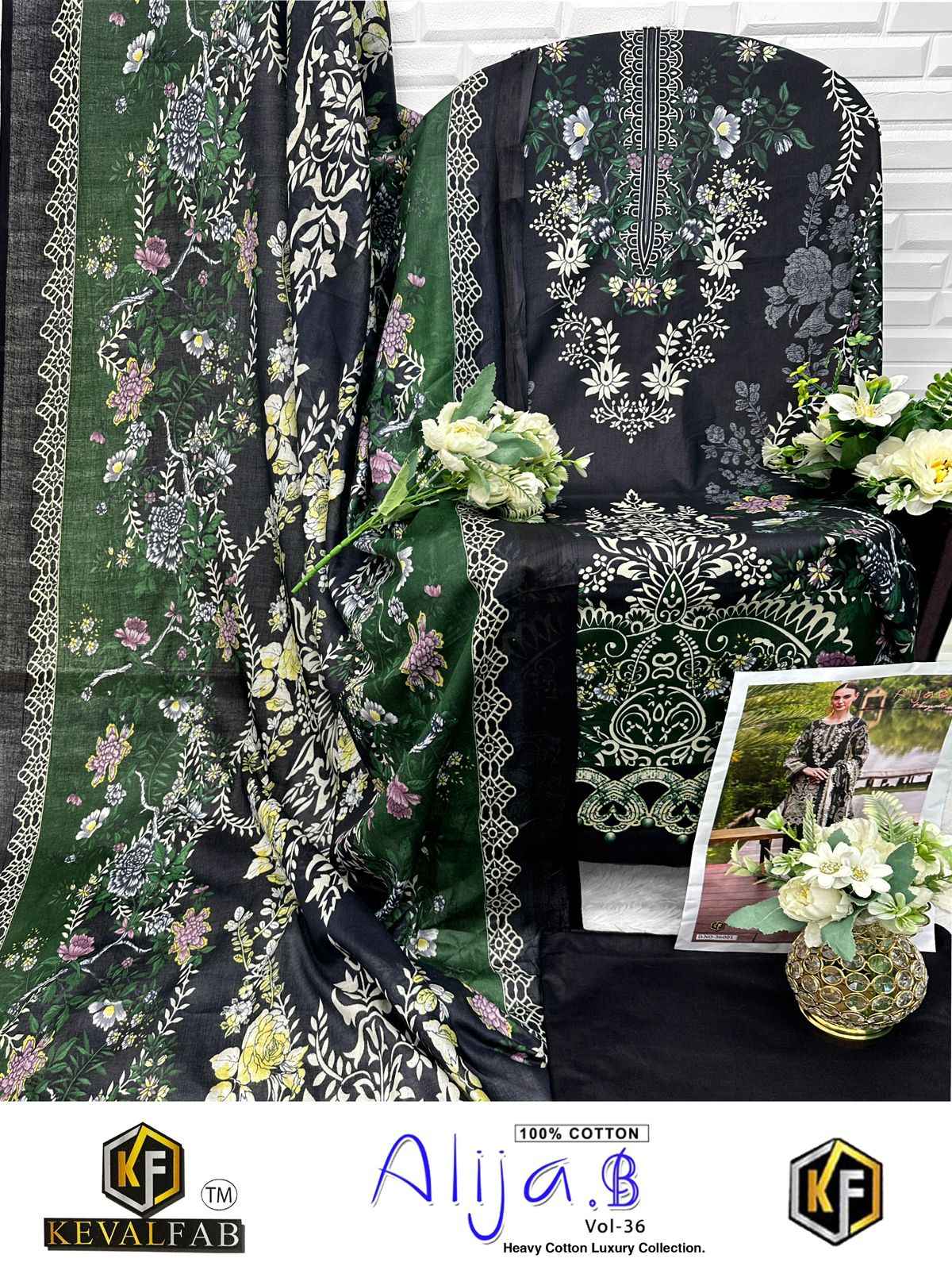 KEVAL ALIJA B VOL 36 HEAVY COTTON PRINTED DRESS MATERIAL AT WHOLESALE PRICE