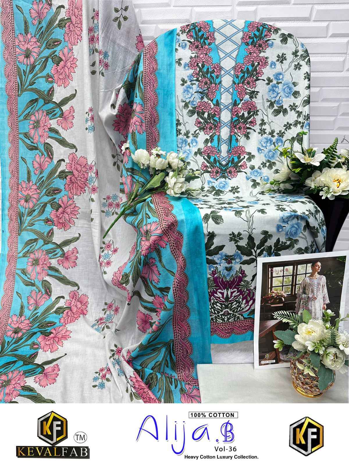 KEVAL ALIJA B VOL 36 HEAVY COTTON PRINTED DRESS MATERIAL AT WHOLESALE PRICE