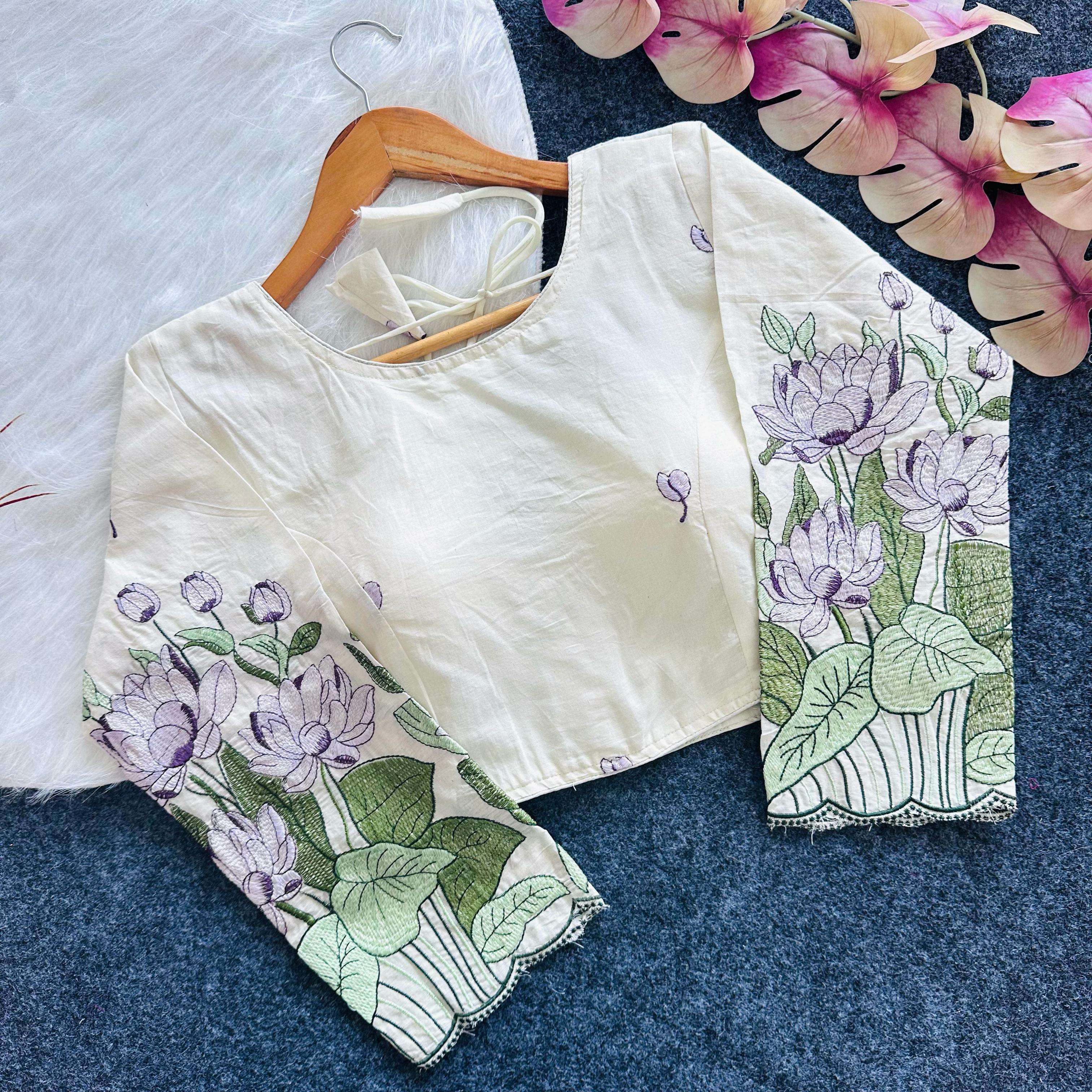 KHADI COTTON GOLDEN THREAD EMBROIDERY BLOUSE AT WHOLESALE PRICE