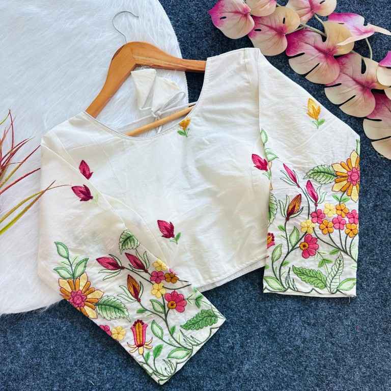 KHADI COTTON GOLDEN THREAD EMBROIDERY BLOUSE AT WHOLESALE PRICE