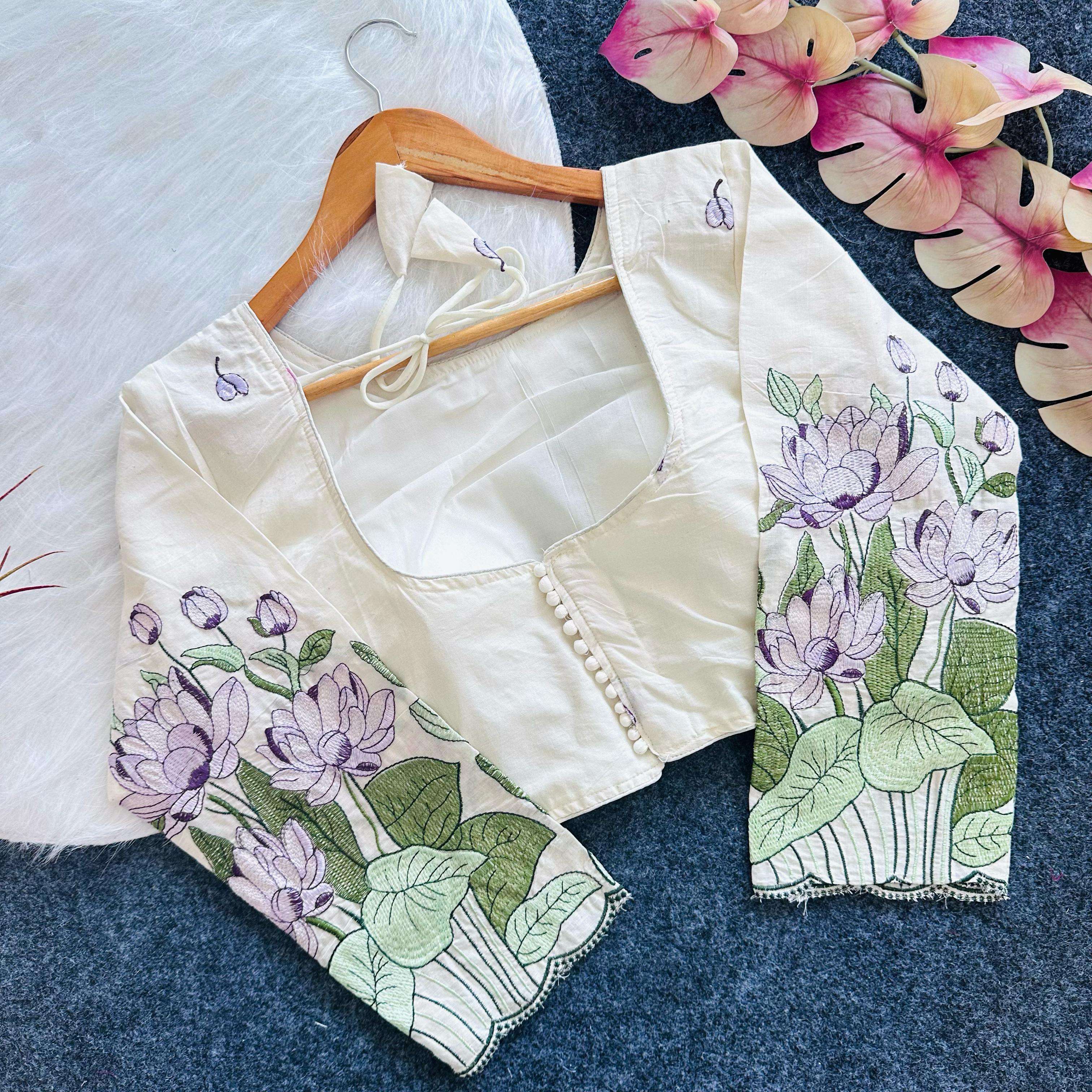KHADI COTTON GOLDEN THREAD EMBROIDERY BLOUSE AT WHOLESALE PRICE
