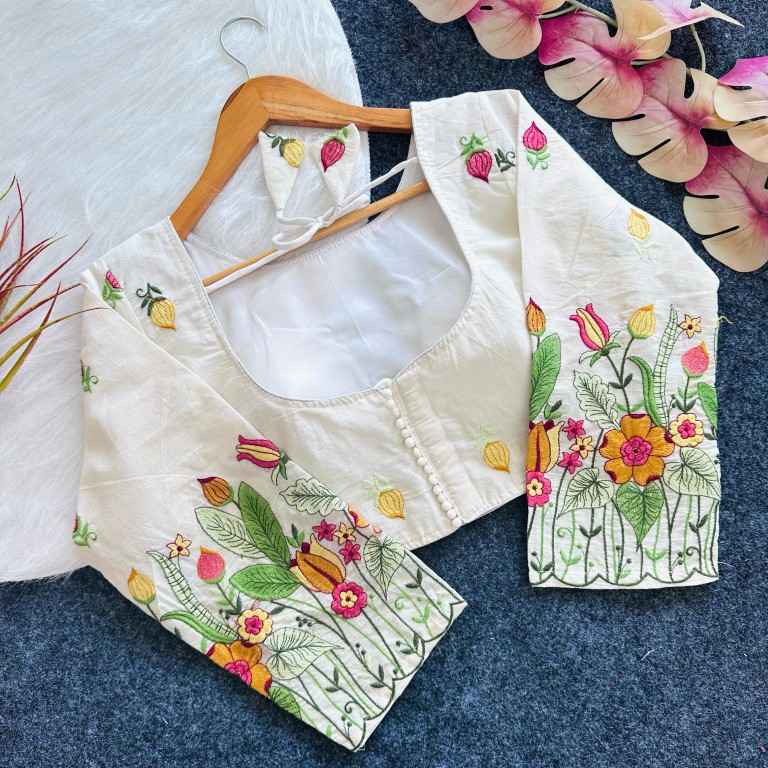 KHADI COTTON GOLDEN THREAD EMBROIDERY BLOUSE AT WHOLESALE PRICE