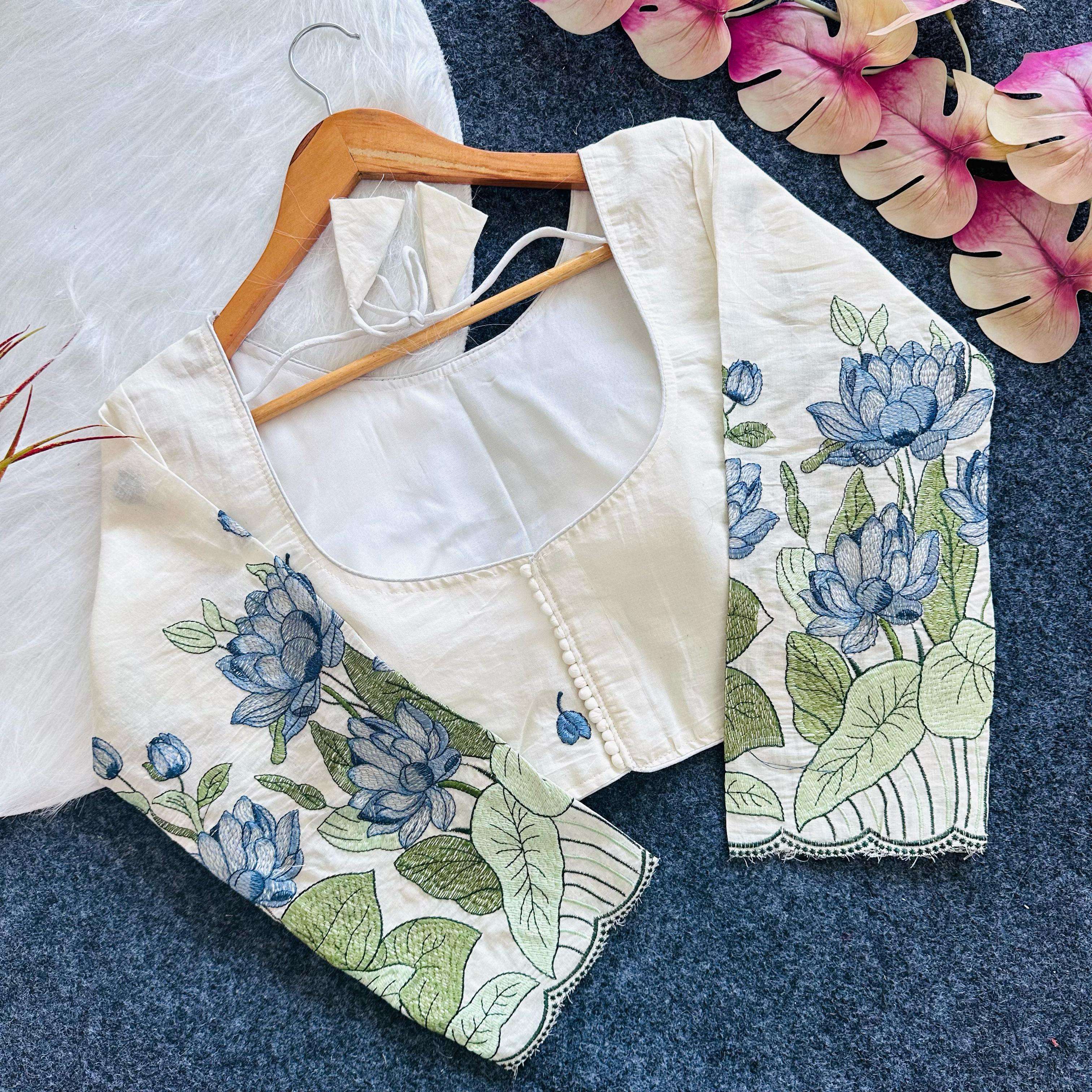 KHADI COTTON GOLDEN THREAD EMBROIDERY BLOUSE AT WHOLESALE PRICE
