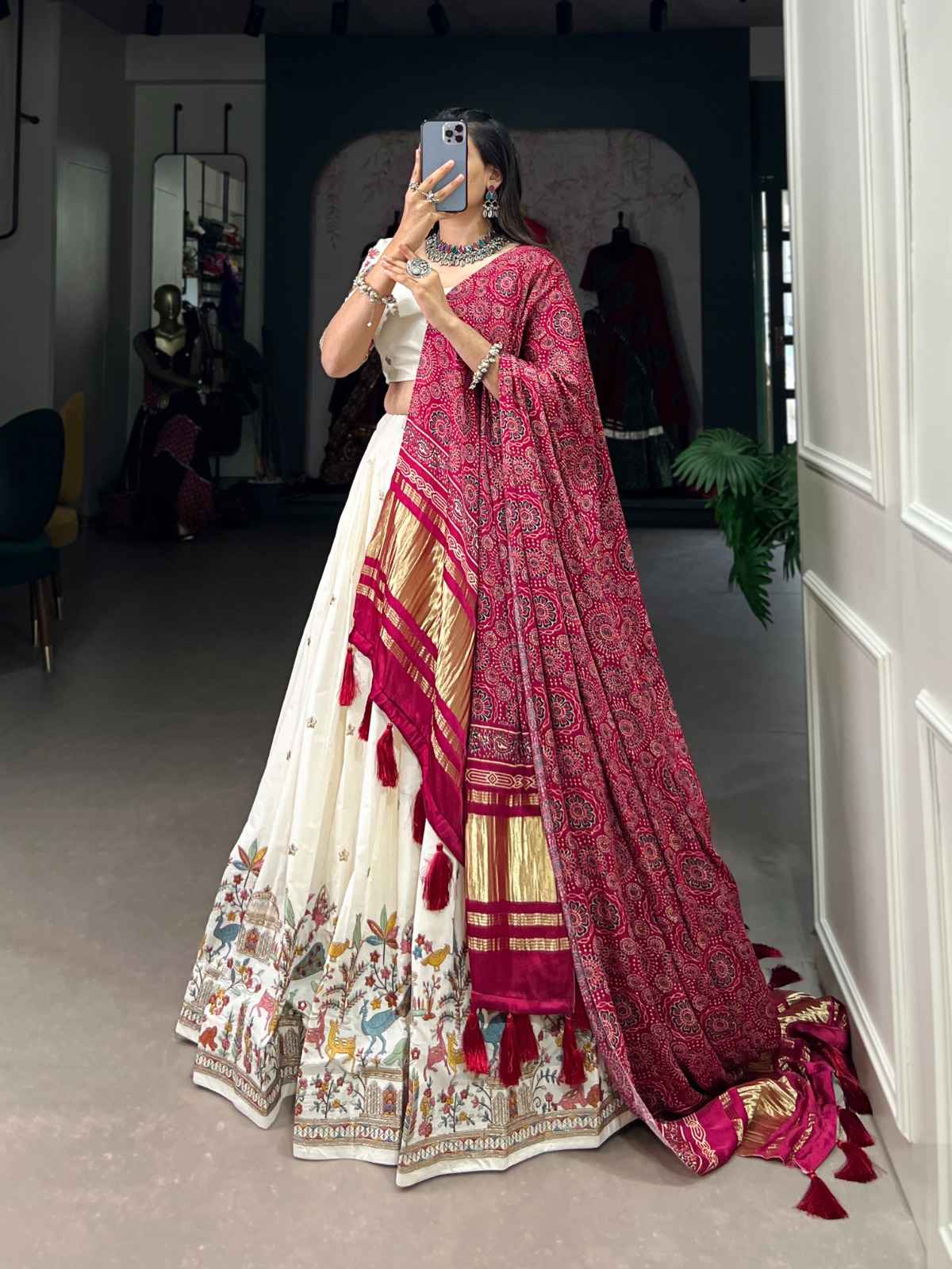 KHADI COTTON SEQUINS AND THREAD EMBROIDERY WORK LEHENGA CHOLI AT WHOLESALE PRICE