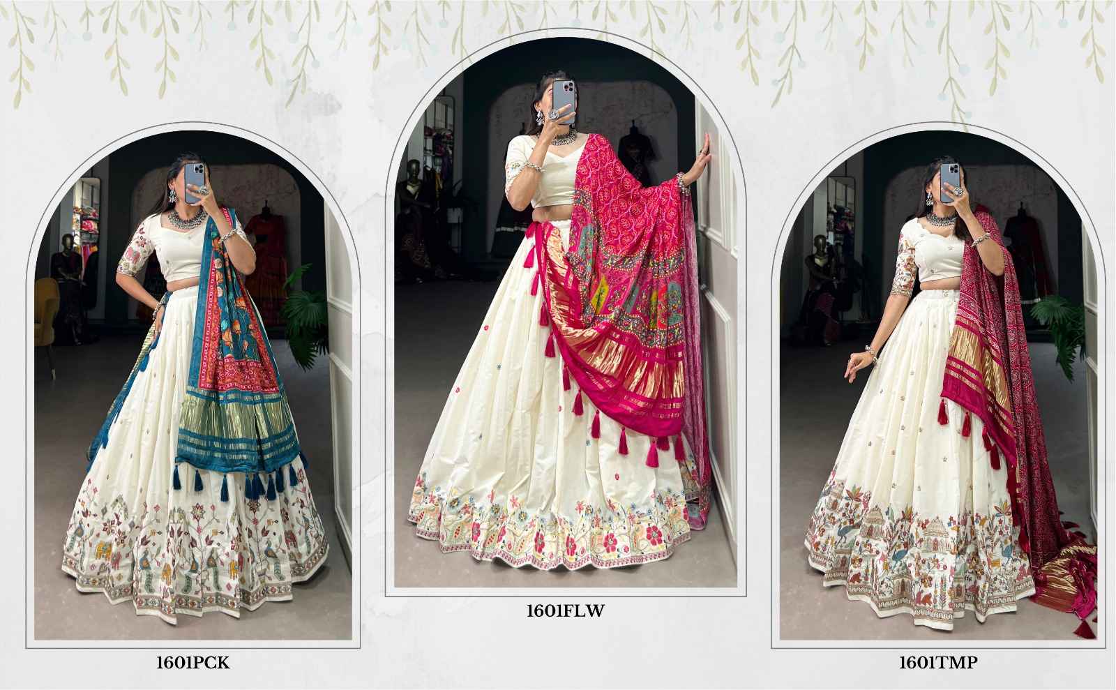 KHADI COTTON SEQUINS AND THREAD EMBROIDERY WORK LEHENGA CHOLI AT WHOLESALE PRICE