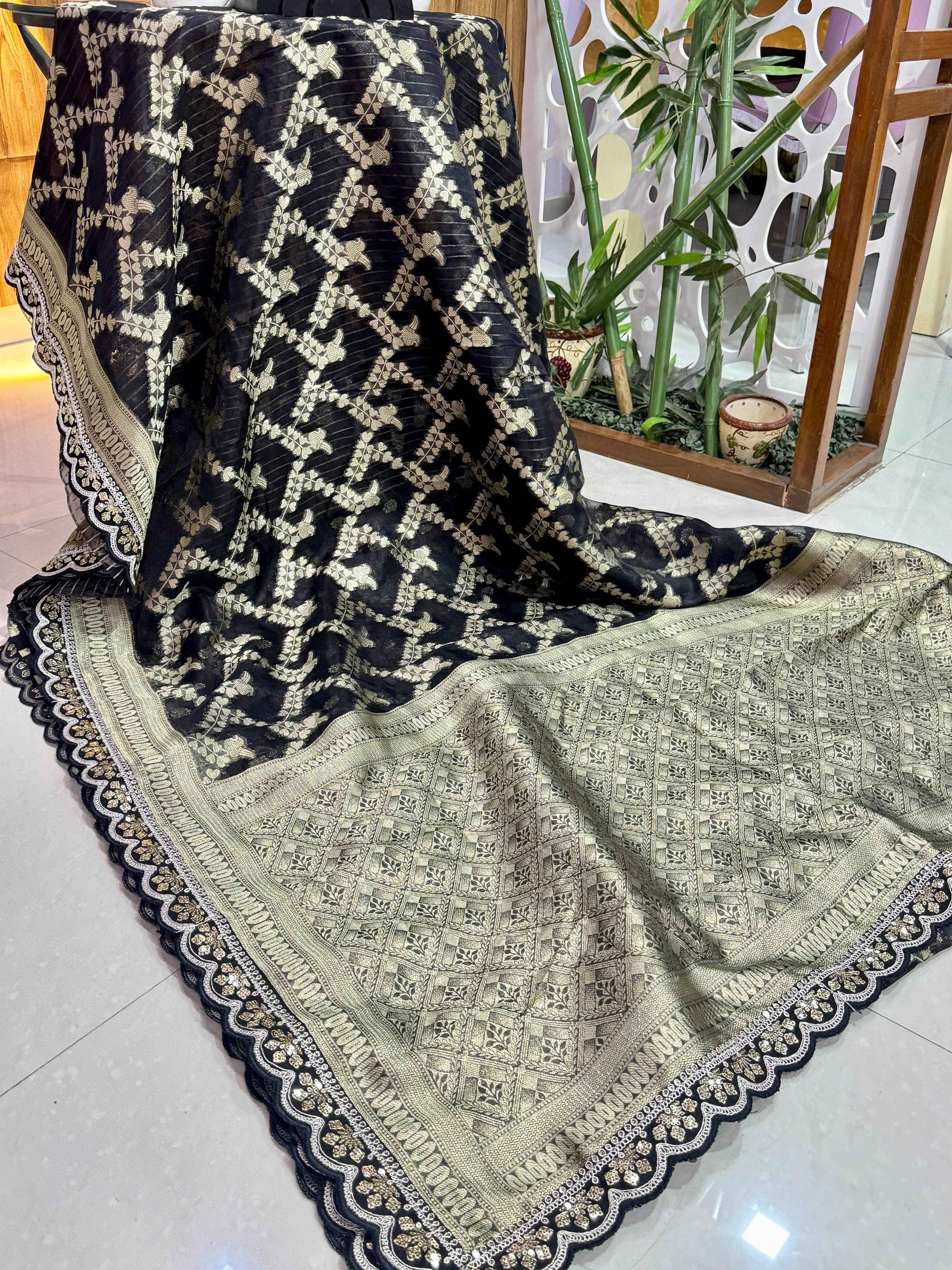 KORA MUSLIN TISSUE SILK WEAVING SAREE AT WHOLESALE PRICE