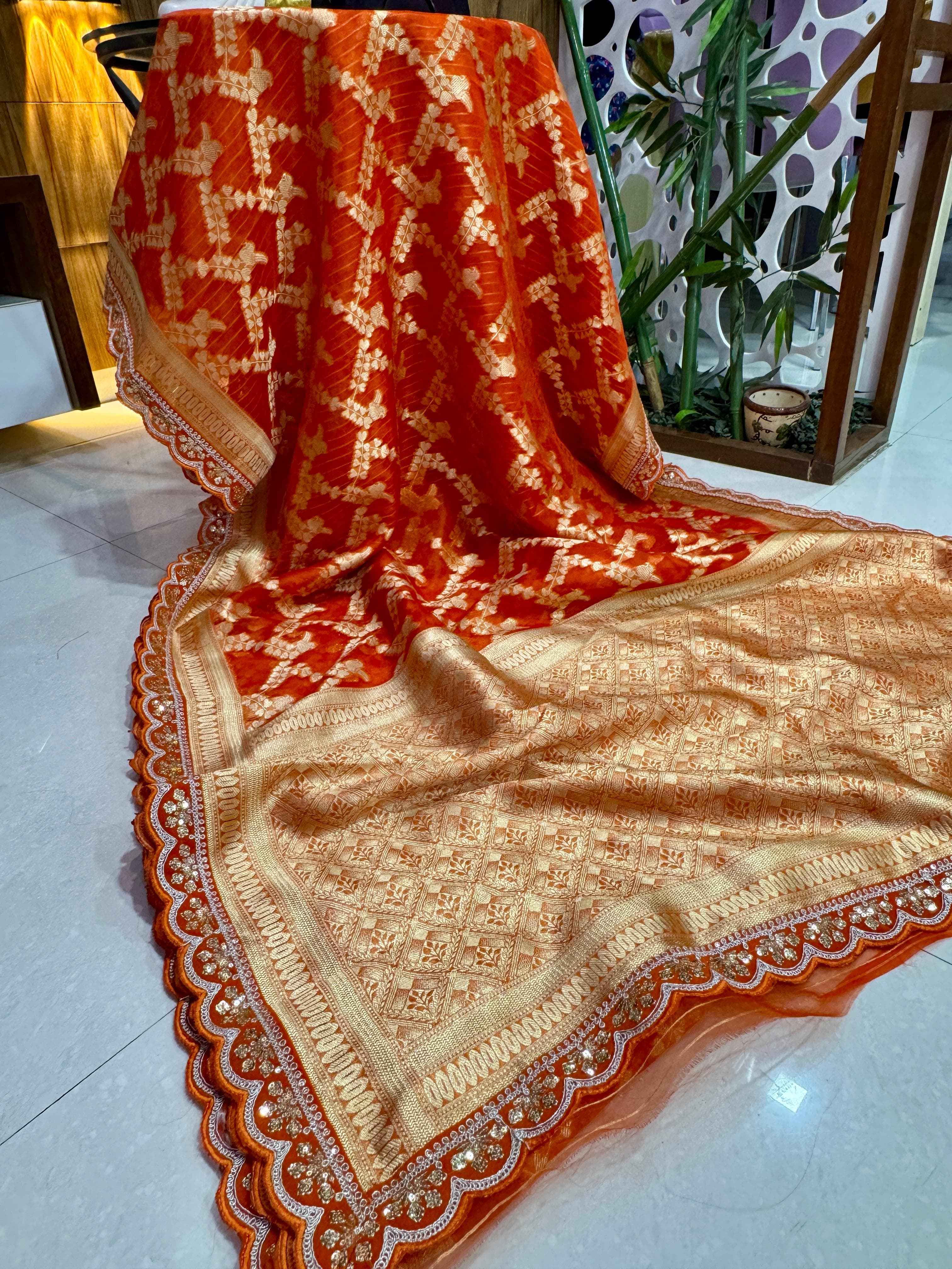 KORA MUSLIN TISSUE SILK WEAVING SAREE AT WHOLESALE PRICE