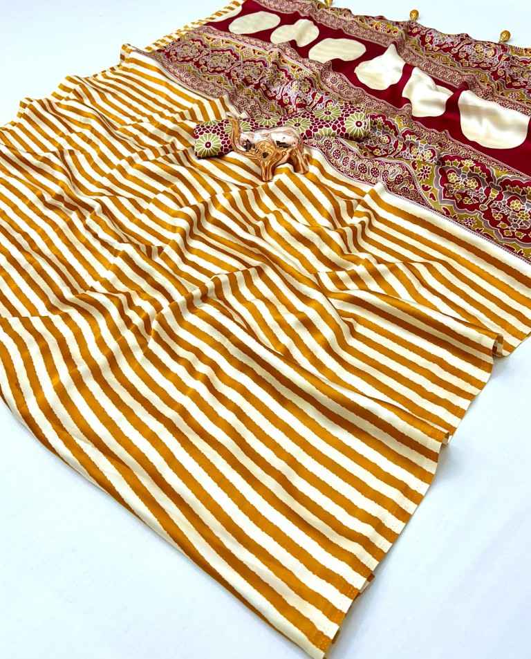 KUTCHI AJARKH PRINT SEMI GAJI WITH LEHARIYA PRINTED SAREE AT WHOLESALE PRICE