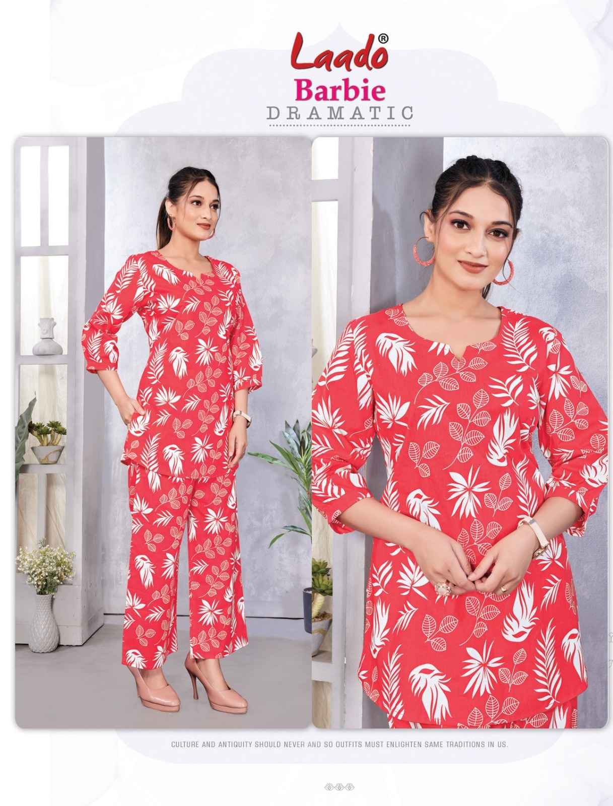 LAADO BARBIE VOL-2 PURE COTTON PRINTED CORD SET AT WHOLESALE PRICE