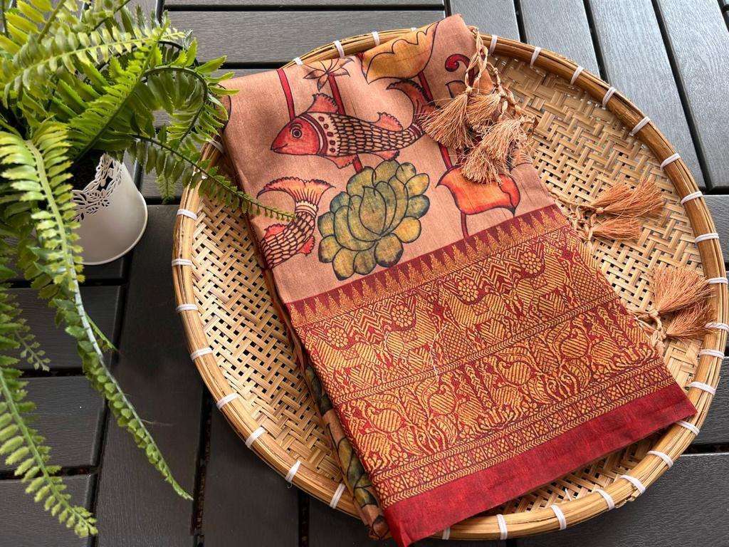 LINEN DIGITAL PRINT AND KALAMKARI PRINT SAREE AT WHOLESALE PRICE
