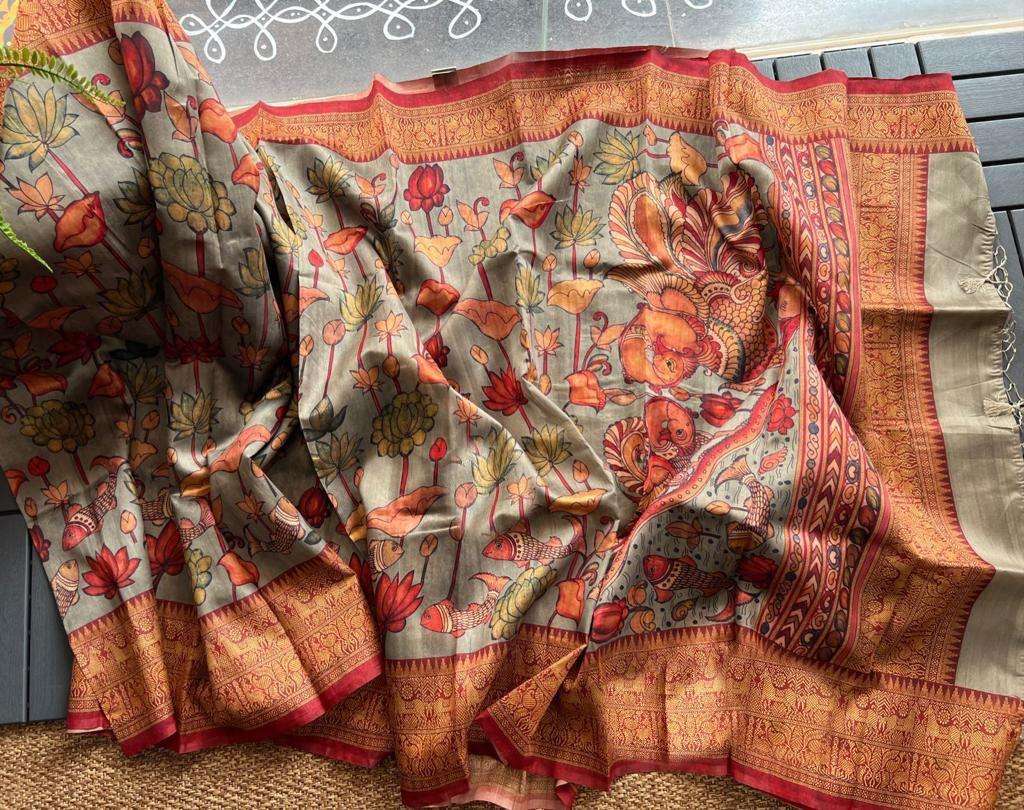 LINEN DIGITAL PRINT AND KALAMKARI PRINT SAREE AT WHOLESALE PRICE