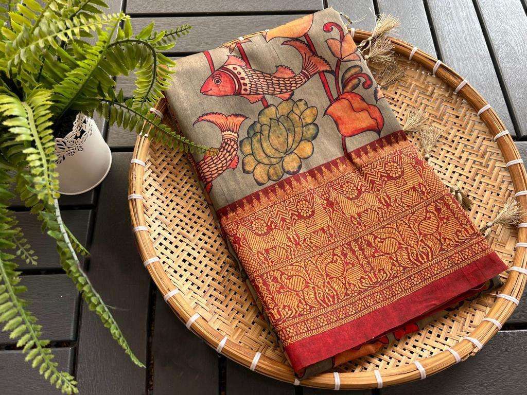 LINEN DIGITAL PRINT AND KALAMKARI PRINT SAREE AT WHOLESALE PRICE