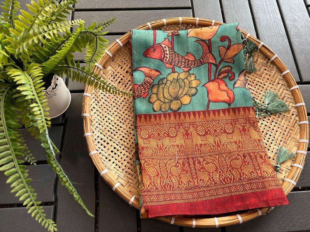 LINEN DIGITAL PRINT AND KALAMKARI PRINT SAREE AT WHOLESALE PRICE