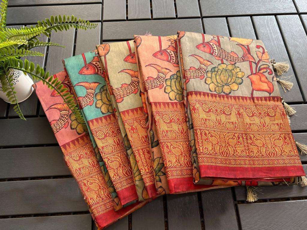 LINEN DIGITAL PRINT AND KALAMKARI PRINT SAREE AT WHOLESALE PRICE