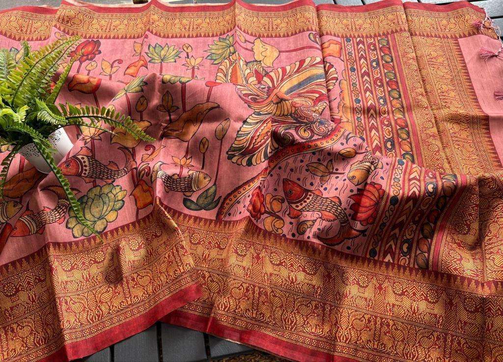 LINEN DIGITAL PRINT AND KALAMKARI PRINT SAREE AT WHOLESALE PRICE