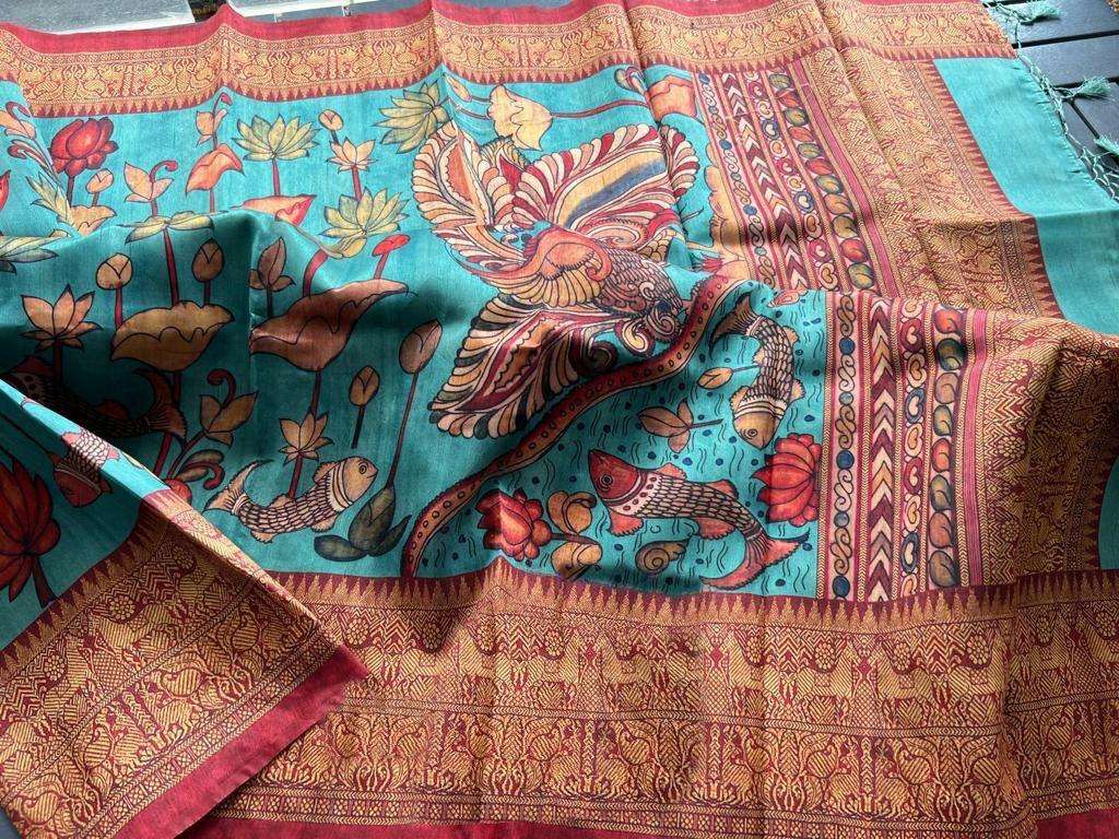 LINEN DIGITAL PRINT AND KALAMKARI PRINT SAREE AT WHOLESALE PRICE