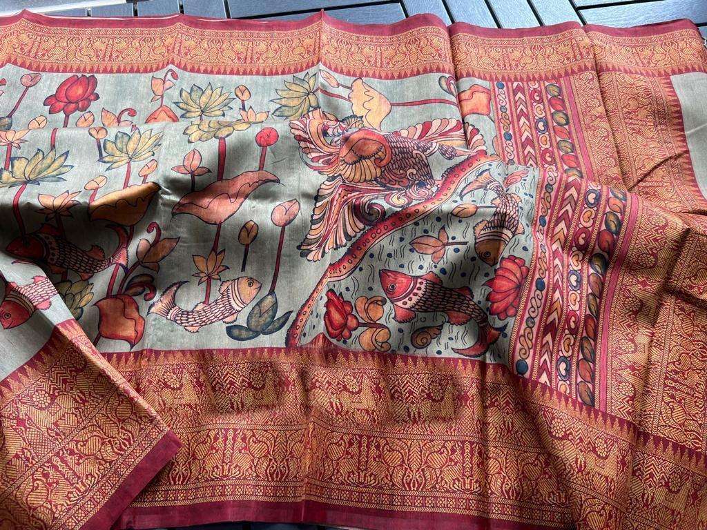 LINEN DIGITAL PRINT AND KALAMKARI PRINT SAREE AT WHOLESALE PRICE