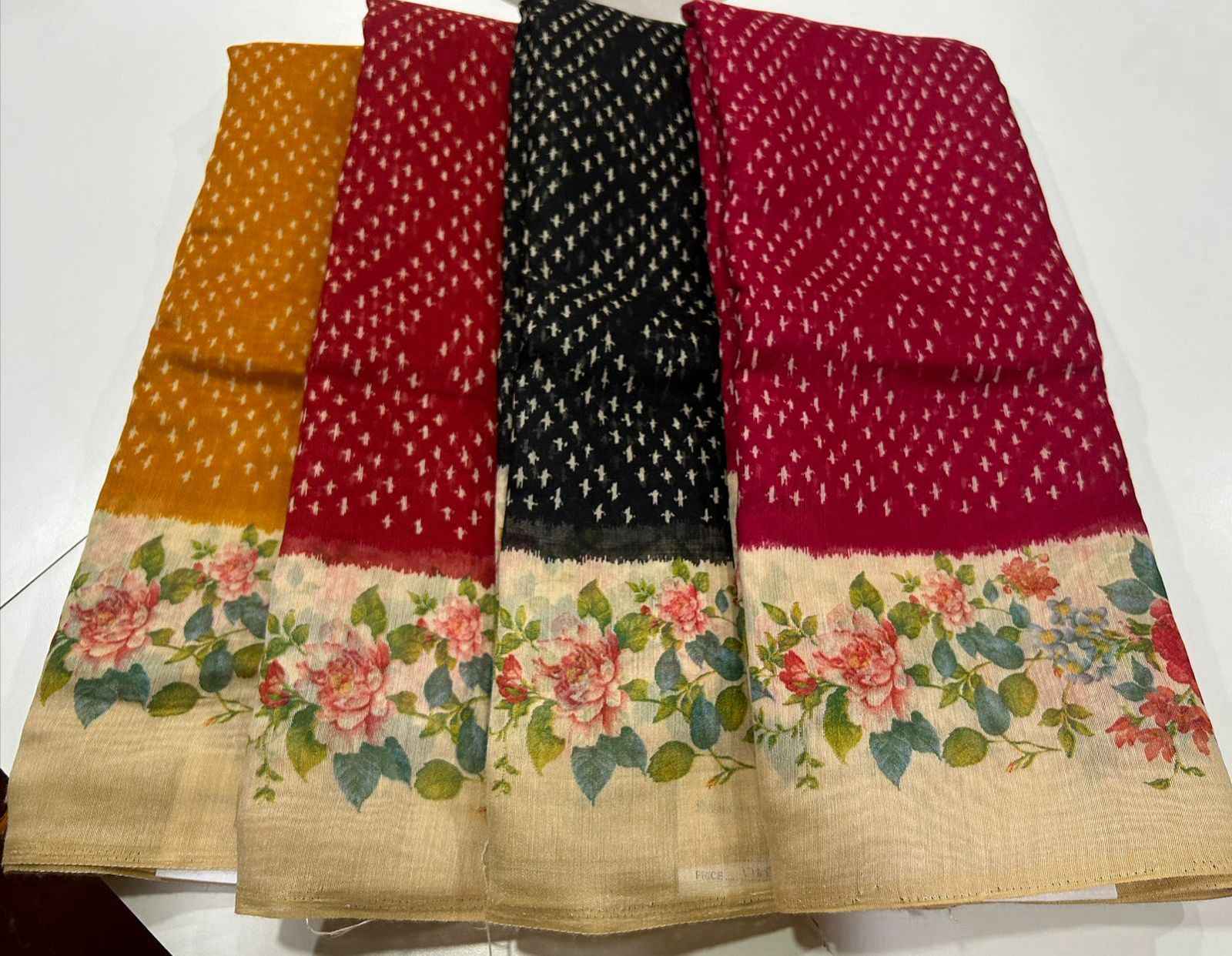 LINEN DIGITAL PRINT WITH FLORAL AND BANDHANI PRINTED SAREE AT WHOLESALE PRICE
