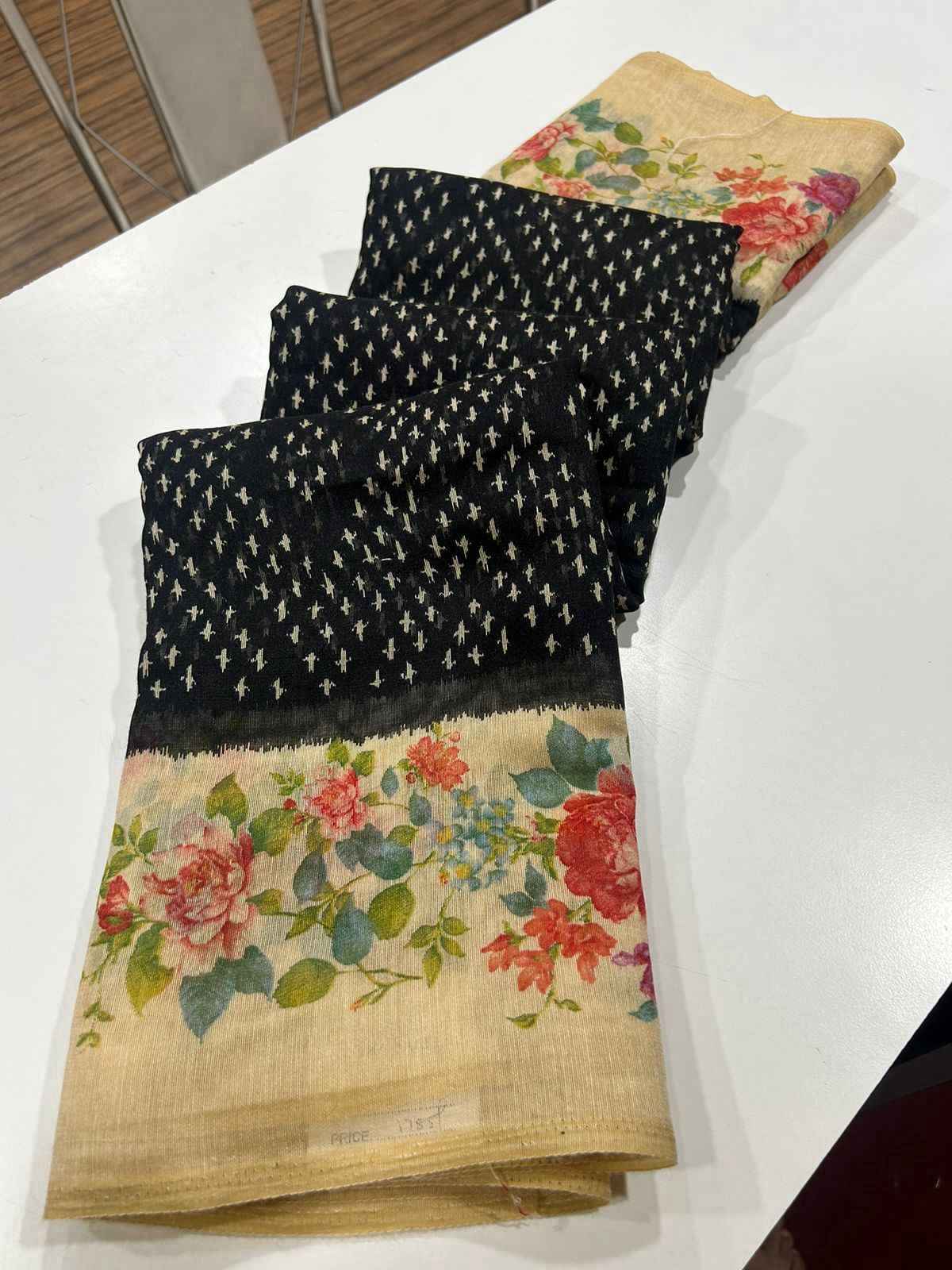LINEN DIGITAL PRINT WITH FLORAL AND BANDHANI PRINTED SAREE AT WHOLESALE PRICE