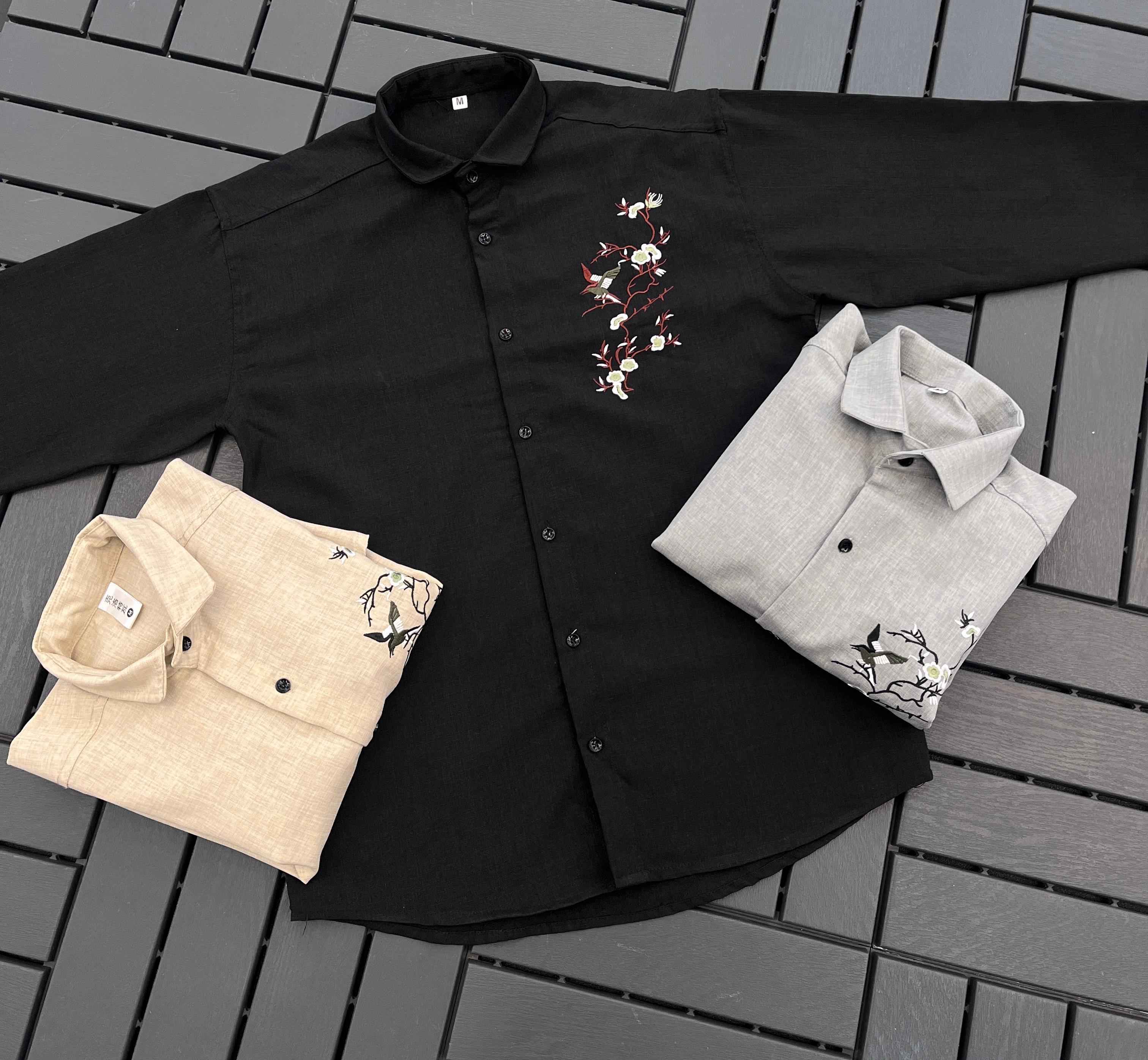 LINEN EMBROIDERY WORK MENS SHIRT AT WHOLESALE PRICE