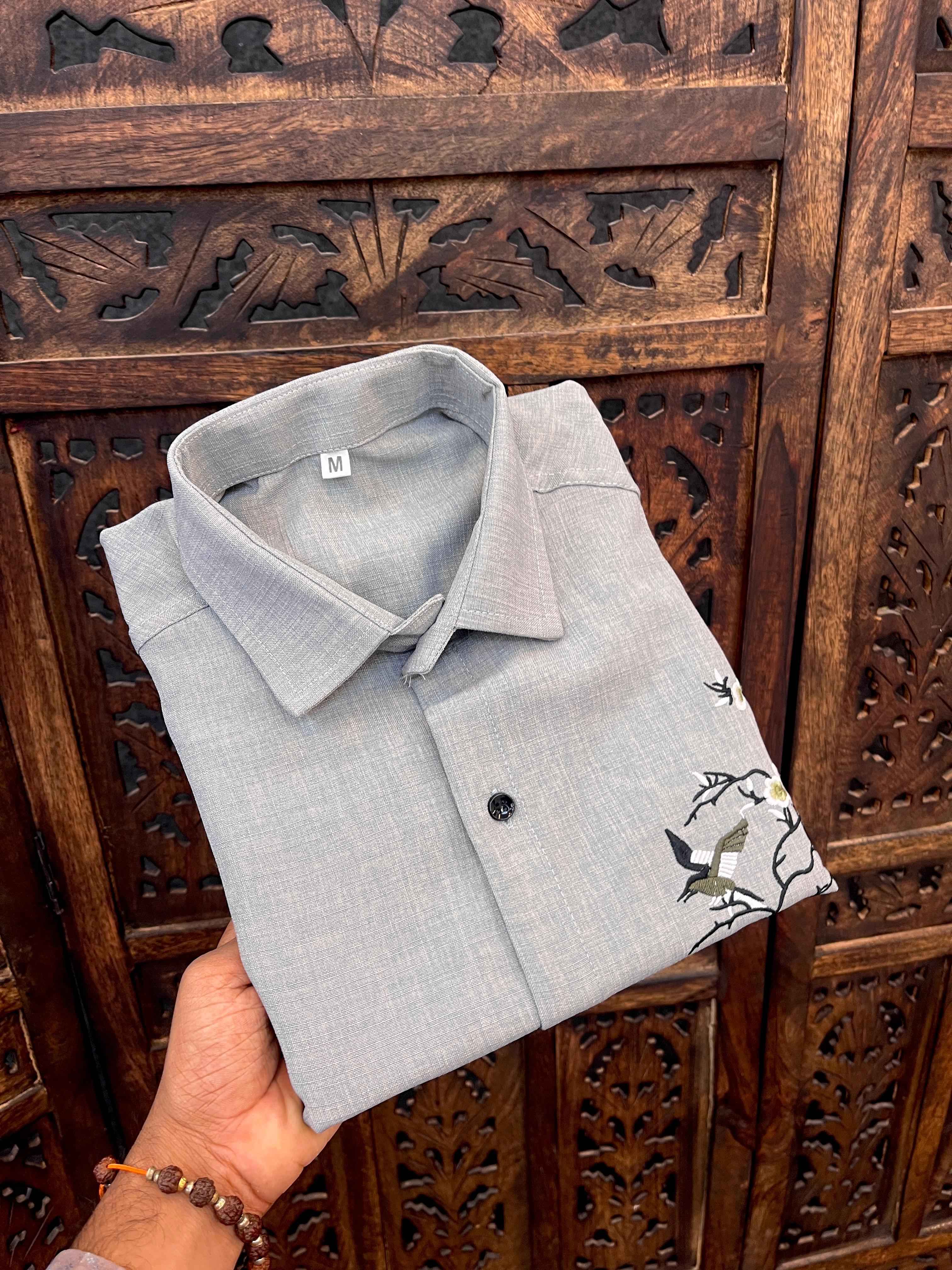 LINEN EMBROIDERY WORK MENS SHIRT AT WHOLESALE PRICE