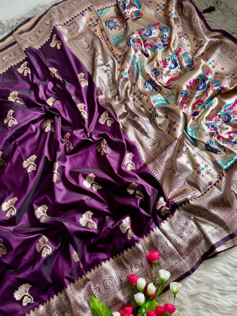 LOTUS PAITHANI SILK WITH NARAYANPETH BORDER SAREE AT WHOLESALE PRICE