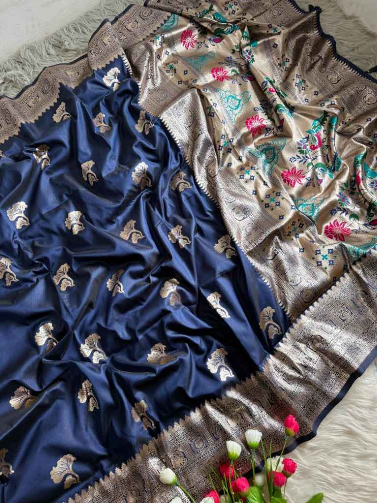 LOTUS PAITHANI SILK WITH NARAYANPETH BORDER SAREE AT WHOLESALE PRICE