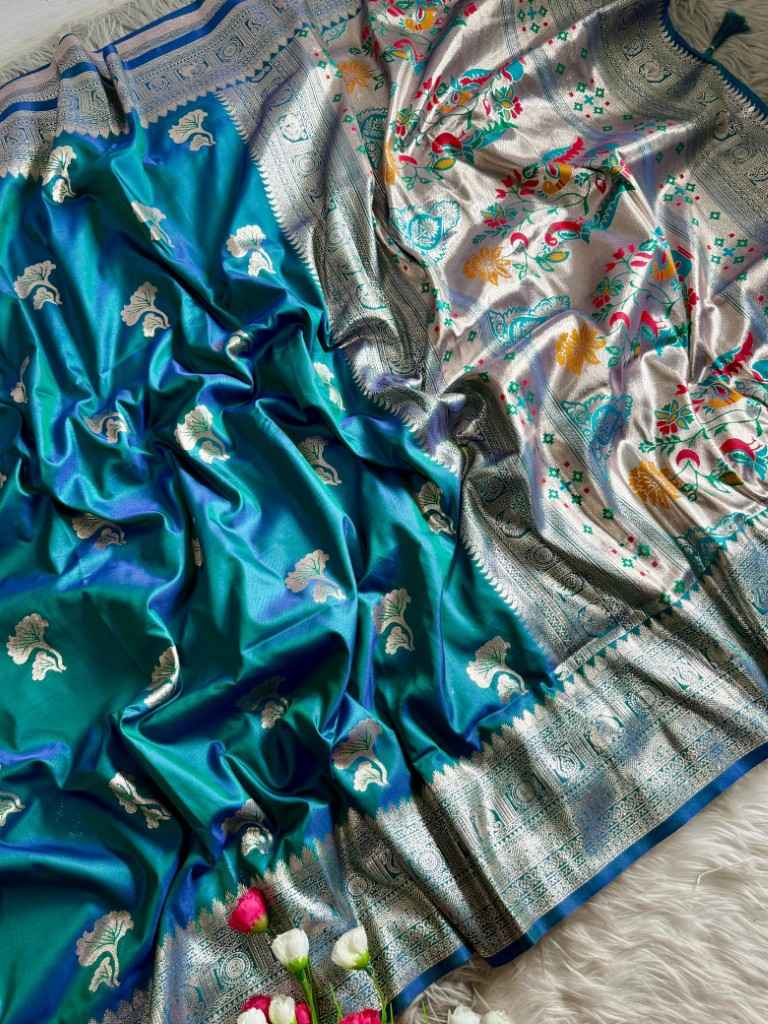 LOTUS PAITHANI SILK WITH NARAYANPETH BORDER SAREE AT WHOLESALE PRICE