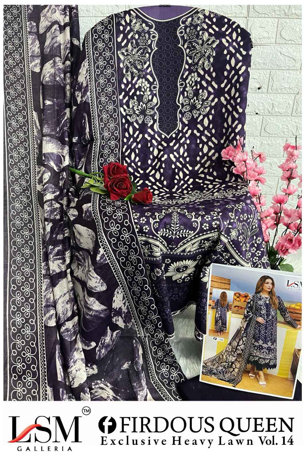LSM FIRDOUS QUEEN VOL 14 EXCLUSIVE HEAVY LAWN COLLECTION AT WHOLESALE PRICE